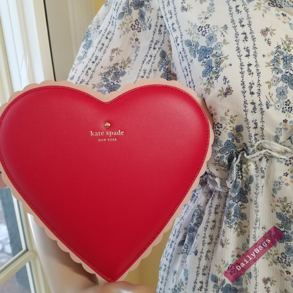 KATE SPADE CHOCOLATE HEART BAG YOURS TRULY RED - Picture 3 of 6